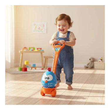 Imagem de Andador Infantil com Empurrador Galinha Pintadinha Vamos Passear Azul para Primeiros Passos Elka
