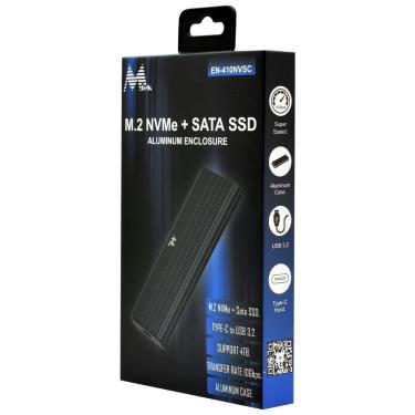 Imagem de Gaveta para SSD M.2 Nvme EN-410NVSC com Interface USB-C 3.2 Gen 2 em Alumínio Anodizado Preto Mtek