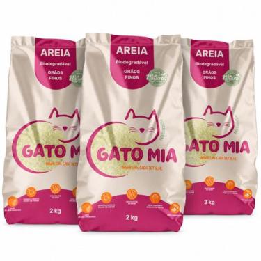Imagem de Kit Areia Higienica Biodegradavel Gato Mia 2kg Graos Finos -, 3un
