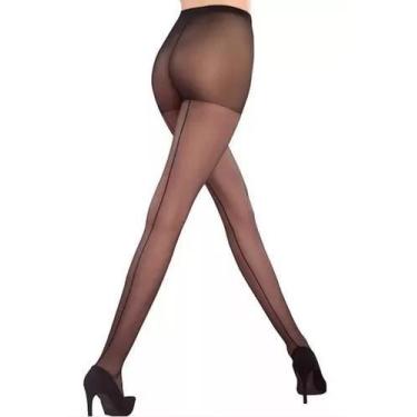 Imagem de Meia Calça Fio 15 Risca Atrás Loba Lupo 5685-01, Preto, P