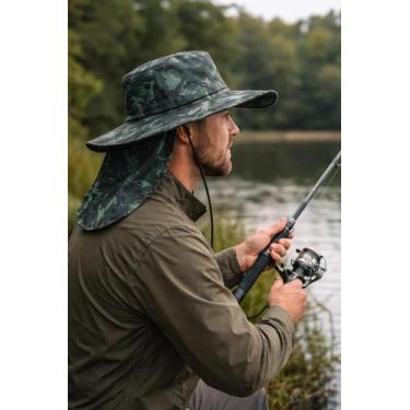 Imagem de Chapéu Pescador Camping Australiano Proteção Nuca Pescoço Uv Verde Mil