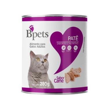 Imagem de Ração Úmida para Gato Adulto Lata Bpets Patê - Carne 280g - Ipet