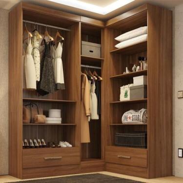 Imagem de Closet Modulado de Canto 3 Peças 2 Gavetas Smart Plus Marrom/Cinamomo 