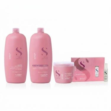Imagem de Kit Shampoo Condicionador Máscara Ampola Alfaparf Semi Di Lino Moistur