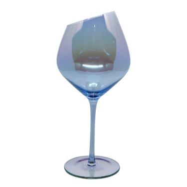 Imagem de Taça de Vidro para Agua Diagonal Furta Cor Azul 400ml - Unid. - Cromus
