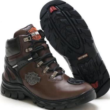 Imagem de Bota Coturno Harley Em Couro Com Proteção Motociclista Adventure - HD,
