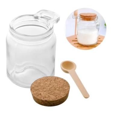Imagem de Porta Tempero Vidro c/ Colher 250ml Borossilicato Tampa Cortiça - Join