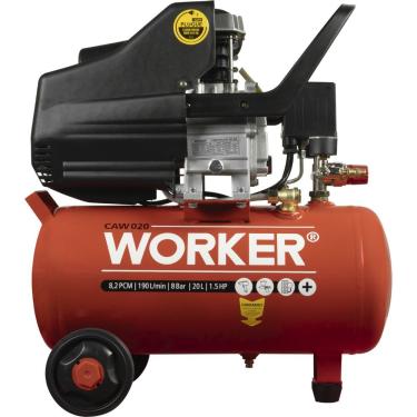 Imagem de Compressor de Ar 366063 1.5HP 20L 8BAR 110V Worker Inox