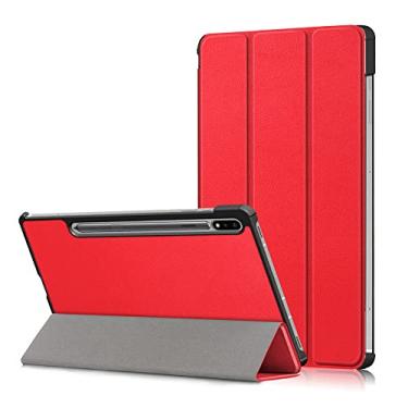 Imagem de Kepuch Couro-PU Capas Bolsas Estojos para Samsung Galaxy Tab S8 5G 11" SM-X700 SM-X706,S7 SM-T870 SM-T875 - Vermelho