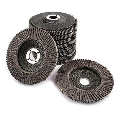 Imagem de Pacote com 10 discos de aba de óxido de alumínio calcinado de alta densidade premium de 10 polegadas tamanho completo (60 – 320 gramas), KF1dJH0010-11, Dark brown, 60Grit