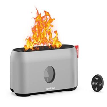 Imagem de Difusor de aroma de umidificador de chama, umidificador de névoa fresca com efeito especial de chama, umidificadores de névoa silenciosa para óleos essenciais difusores de ar aroma carro bebê planta pessoal (prata)