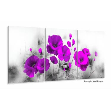 Imagem de Quadro Decorativo Flores Magenta 120x60 3 peças