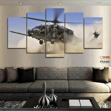 Imagem de Quadros Decorativos Helicóptero Guerra 63x130mtem Tecido
