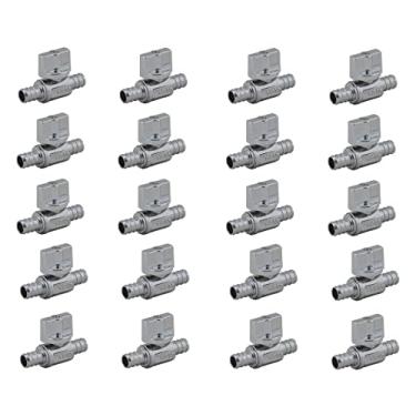 Imagem de Válvula de parada reta de 1/4 de volta, válvula de corte reto de latão cromado Pex X 1/2" Pex 4 de volta livre de chumbo cromado para instalação de torneira ou vaso sanitário (pacote com 20)