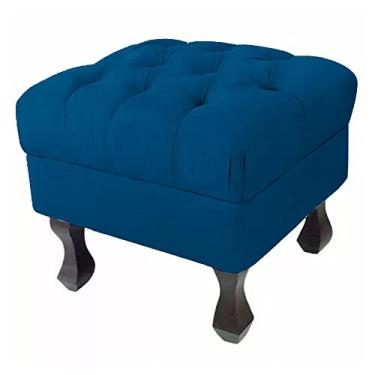 Imagem de Puff Retrô Fixo Luis Xv Capitonê Suede Azul Royal - DS Estofados