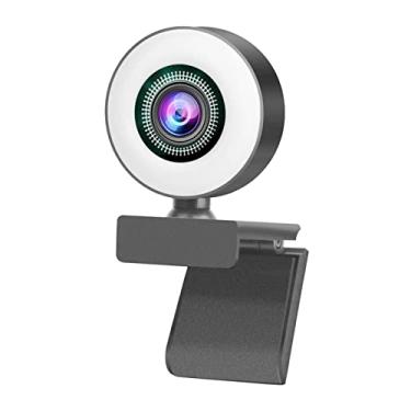 Imagem de Kiboule 1080P Full HD Webcam AF Web Câmera embutida em anel ajustável com foco automático Microfone USB Câmera de computador Plug and Play para PC Desktop Laptop Vídeo chamada Conferência Gravação de