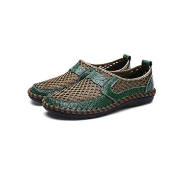Imagem de Bestgift Sapatos de Cano Alto Masculinos Outono e Inverno Sapatos Casuais de Couro Estilo Britânico Verde 37.5