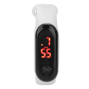 Imagem de Mini Relógio Eletrônico Infantil Com Pulseira De Silicone, Relógio Eletrônico Esportivo Com Led Simples Para Estudantes (Branco)