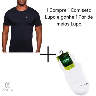 Imagem de Kit 1 Camiseta Lupo Masculina + 1 Par De Meias Lupo