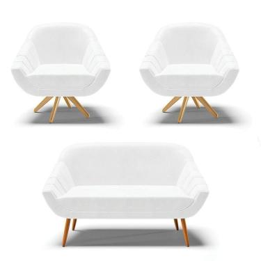 Imagem de Kit 01 Namoradeira E 02 Poltronas Giratória Corano Branco