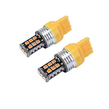 Imagem de 2 peças Super Amarelo 7443 15 SMD 2835 T20 LED Freio Stop Lâmpada Traseira 12 V Par T20 7443 LED Âmbar Indicador de Sinal de Direção Carro UTE 4WD Lâmpada LÂbulbo