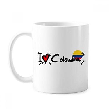 Imagem de I Love Colombia Word Flag Love Heart Illustration Mug Cerâmica Coffee Porcelain Cup Tableware