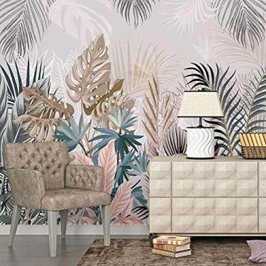 Imagem de Mural papel de parede personalizado moderno 3D desenhado à mão plantas tropicais folhas da floresta tropical foto papel de parede sala de estar tv sofá decoração de casa 3D 120cm (L)×80cm (A)