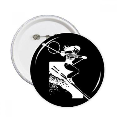 Imagem de Esqui de inverno padrão preto pinos redondos crachá botão emblema decoração acessório 5 peças