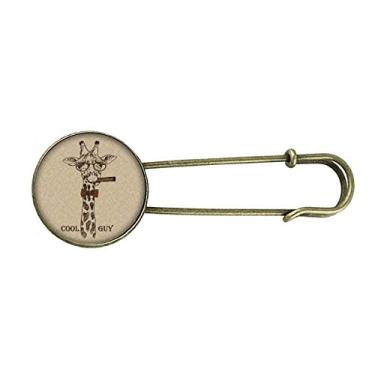 Imagem de Broche de metal retrô de girafa com desenho de animal marrom