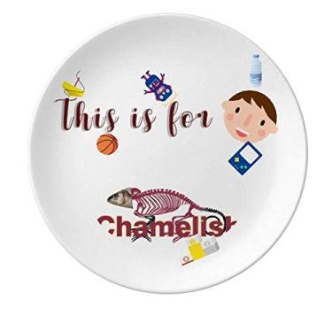Imagem de Combinação Esqueleto Chameleon Face Prato de Porcelana Prato Redondo Menino Homem