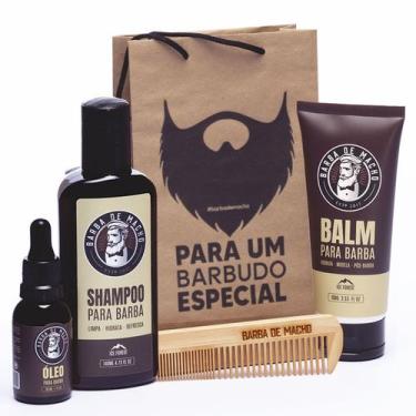 Imagem de Kit Shampoo Para Barba Oleo Balm Pente Barbearia - Barba De Macho