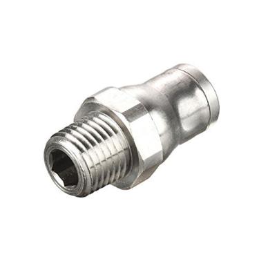 Imagem de Parker 68PLM-4M-2R-pk10 Prestolok PLM Metal Push-to-Connect, Tubo a Tubo, Latão niquelado, Conector Push-to-Connect e Macho BSPT, 4 mm e 1/8" (pacote com 10)
