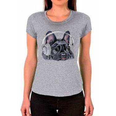 Imagem de Camiseta Buldog Francês Cachorro Pet Dog Cinza Feminina02 - Design Cam