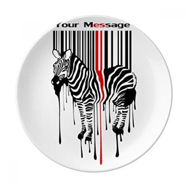 Imagem de Prato de porcelana decorativa preta vermelha listrada Code Graffiti Pinto Prato de jantar Salver