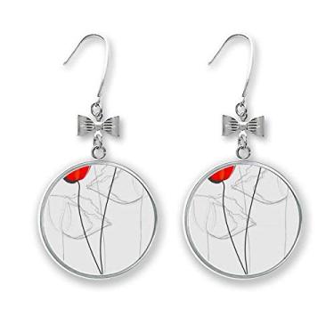 Imagem de Brinco de flor vermelha arte abstrata milho papoula arco brinco de gancho perfurado