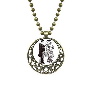 Imagem de DIYthinker Esboço Japonês Arte Pingente Pingente Estrela Corrente Lua Joias