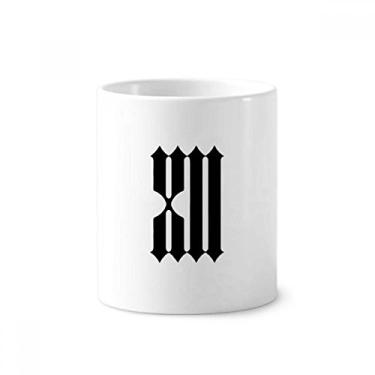 Imagem de Numerais romanos Doze em silhueta preta, suporte para caneta, caneca, suporte de cerâmica, porta-lápis