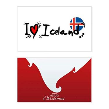 Imagem de I Love Iceland Palavra Bandeira Love Heart Ilustration Holiday Merry Christmas Cartões de parabéns Mensagem de Natal