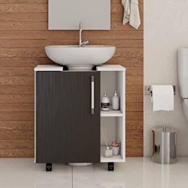 Imagem de Gabinete de Coluna 1 Porta Sara Yescasa Branco Chess/preto Ônix