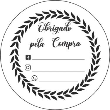Imagem de Etiqueta Adesiva Obrigado Compra 01 Redonda 3 cm 50 un.