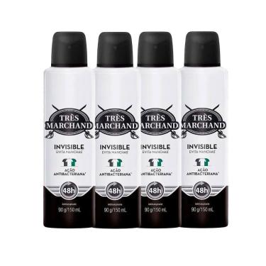 Imagem de Kit Desodorante Aerossol Très Marchand Invisible 150ml - 4 Unidades