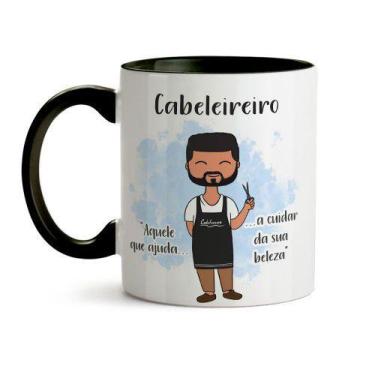 Imagem de Caneca Profissão Cabeleireiro Preta Com Barba - Canecas Personalizadas