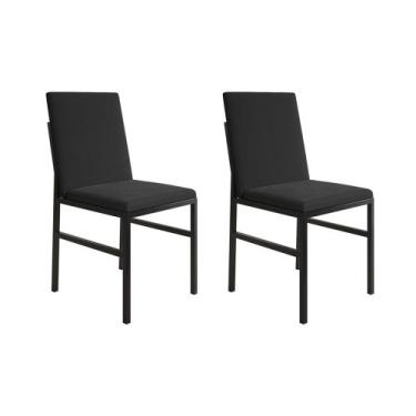 Imagem de Kit 2 Cadeiras De Jantar Luxo Estofadas Mônaco Veludo Preto - New Gree