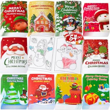 Imagem de 36 peças de livros de colorir de Natal para lembrancinhas de festa infantis - meias de Natal, sacos de brindes de enchimento para festas de Natal