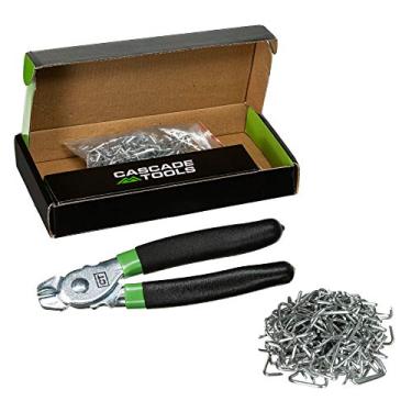 Imagem de Cascade Tools Kit de alicates de argola de porco com 600 anéis de porco (pacote com 300 anéis de porco de aço galvanizado de 1,9 cm e 1,27 cm incluídos) Perfeito para estofamento de móveis, estofamento automático, carnes e salsichas e muito mais!