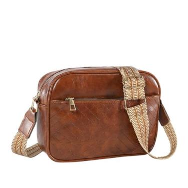 Imagem de Tekzitfuir Bolsa transversal para mulheres moderna bolsa de ombro feminina Hobo bolsa pequena bolsa mensageiro bolsa com alça larga, Marrom escuro