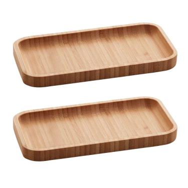 Imagem de Kit 2 Bandejas de Bambu Hire Petisqueira Retangular Pequena 20x10cm Lyor