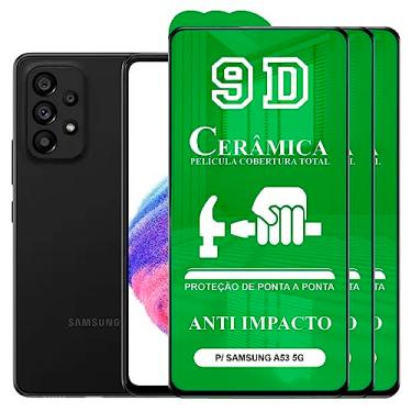 Imagem de Kit 3x Película Samsung Galaxy A53 5G - 9D Cerâmica Protetora Resistente Anti Impacto Queda Choque Shock Flexível Nano Gel Compatível 3D 5D 100D