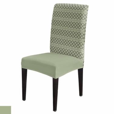 Imagem de Capas de cadeira de sala de jantar, textura geométrica, listras xadrez, verde sálvia, esticável, capas de cadeira Parsons, capa protetora removível para cadeira de cozinha para sala de jantar,