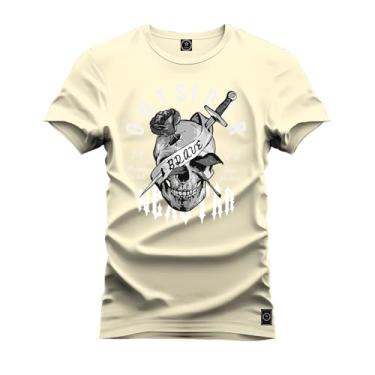 Imagem de Camiseta Plus Size T-Shirt Confortável Estampada Ousider Caveira Perola G4